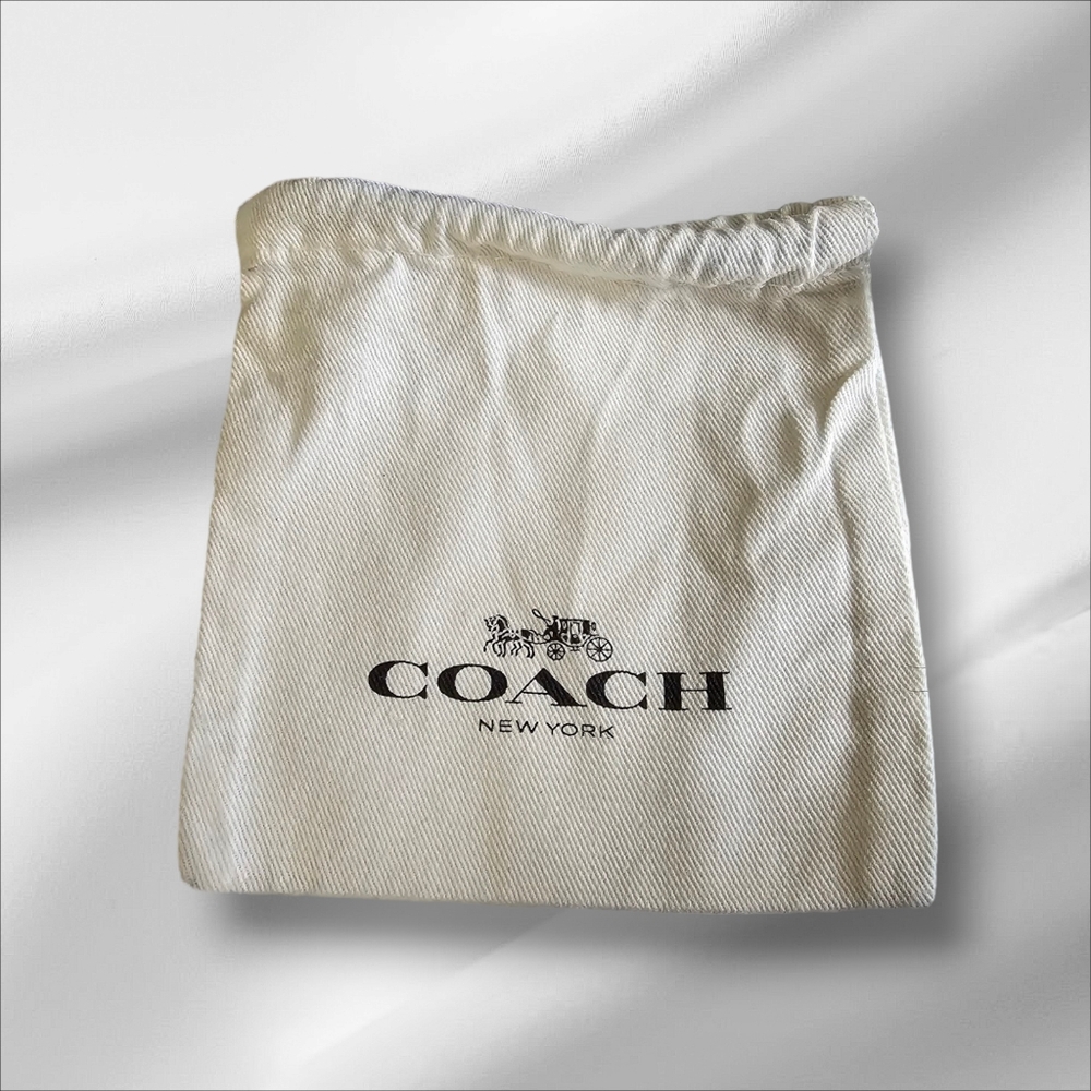 COACH Gold Tone Hoop Earrings and Mini Dust Bag. - Picture 7 of 8